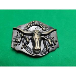 Bull Rodeo Cowboy Western Metal Belt Buckle